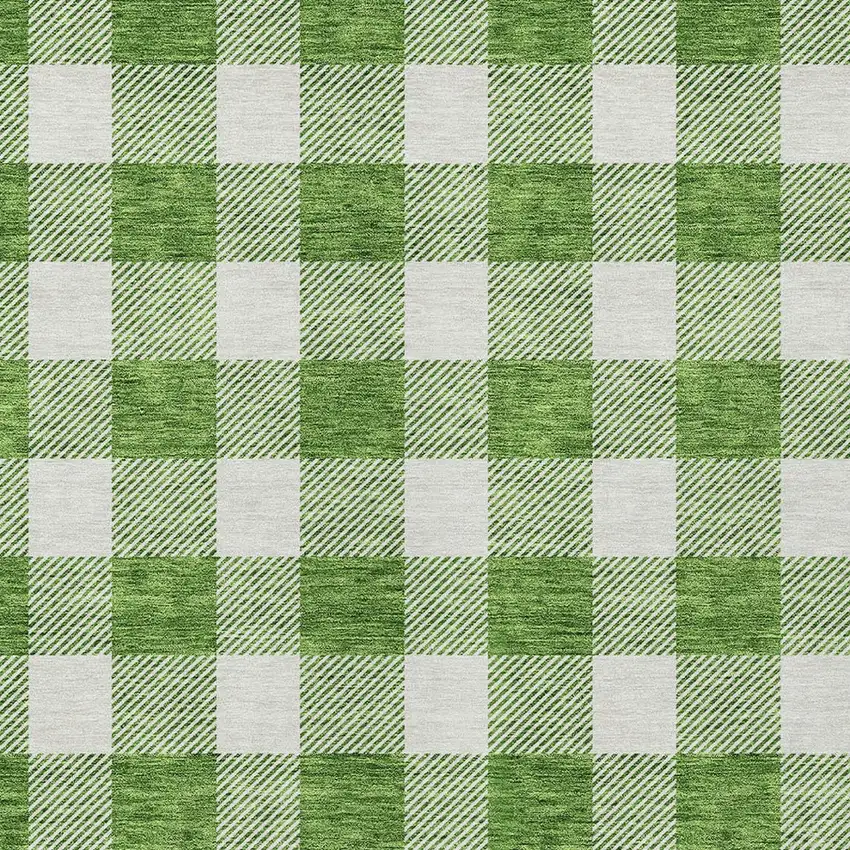 Green And Gray Plaid Washable Indoor Outdoor Area Rug Photo 6