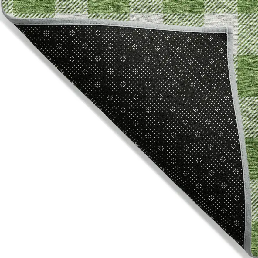 Green And Gray Plaid Washable Indoor Outdoor Area Rug Photo 4