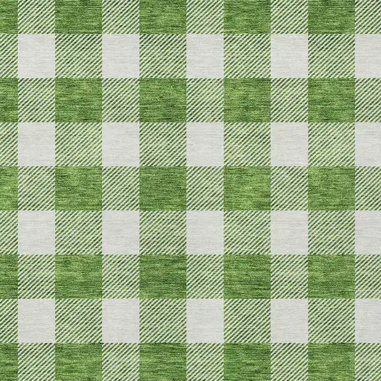 Green And Gray Plaid Washable Indoor Outdoor Area Rug Photo 6