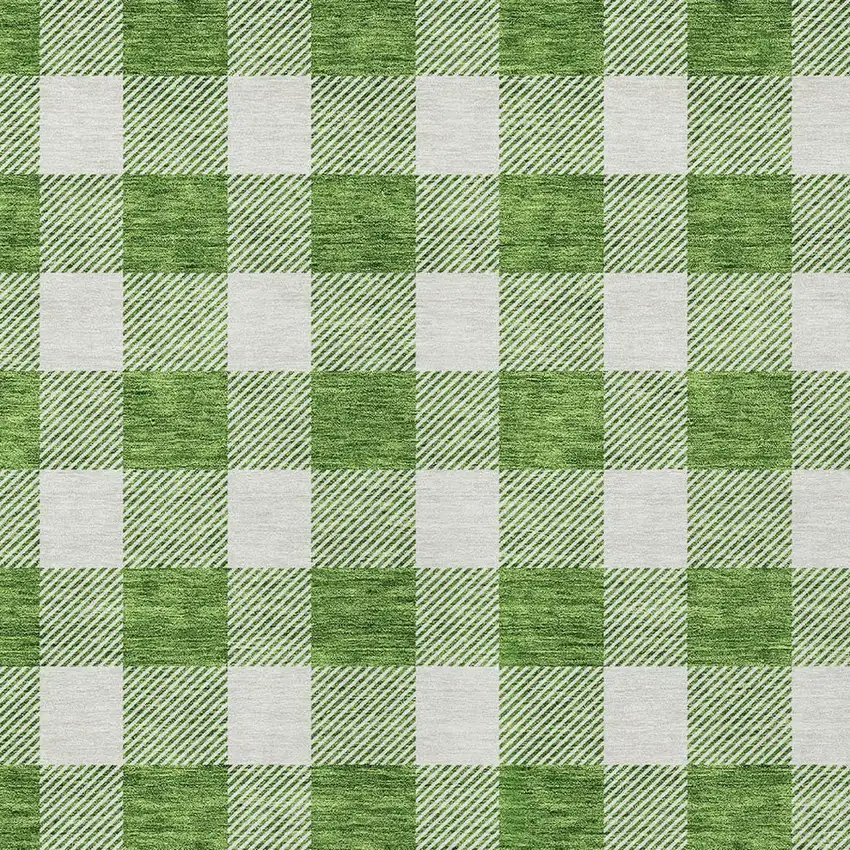 Green And Gray Plaid Washable Indoor Outdoor Area Rug Photo 6