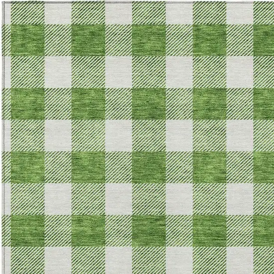 Green And Gray Plaid Washable Indoor Outdoor Area Rug Photo 6
