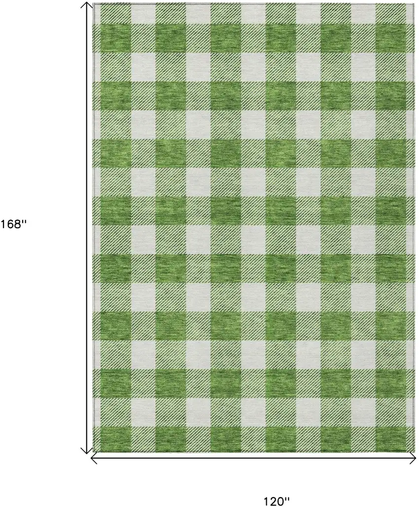 Green And Gray Plaid Washable Indoor Outdoor Area Rug Photo 3