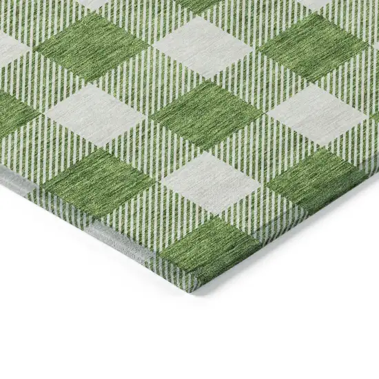 Green And Gray Plaid Washable Indoor Outdoor Area Rug Photo 5