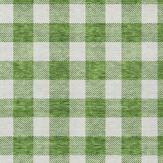 Green And Gray Plaid Washable Indoor Outdoor Area Rug Photo 6