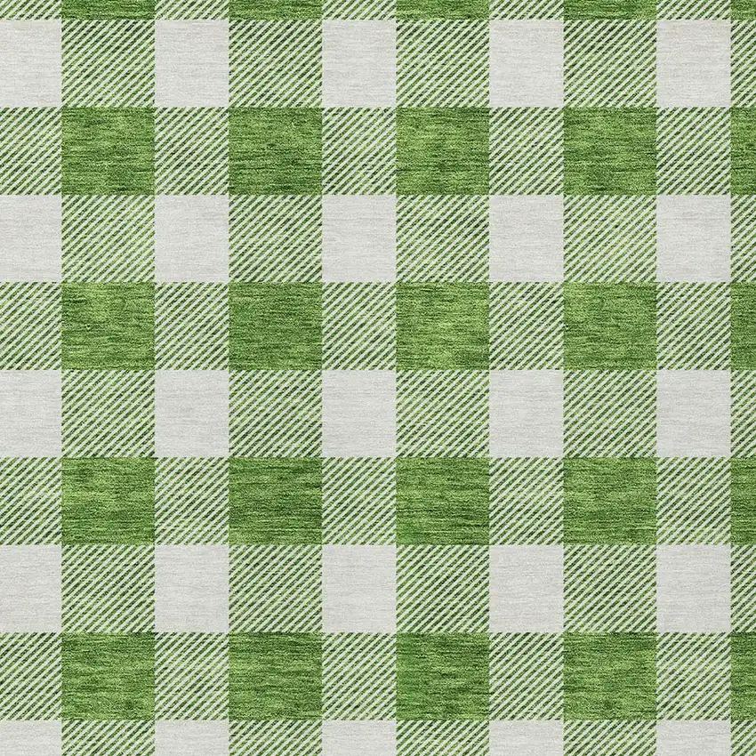 Green And Gray Plaid Washable Indoor Outdoor Area Rug Photo 6