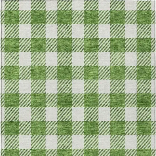 Green And Gray Plaid Washable Indoor Outdoor Area Rug Photo 7