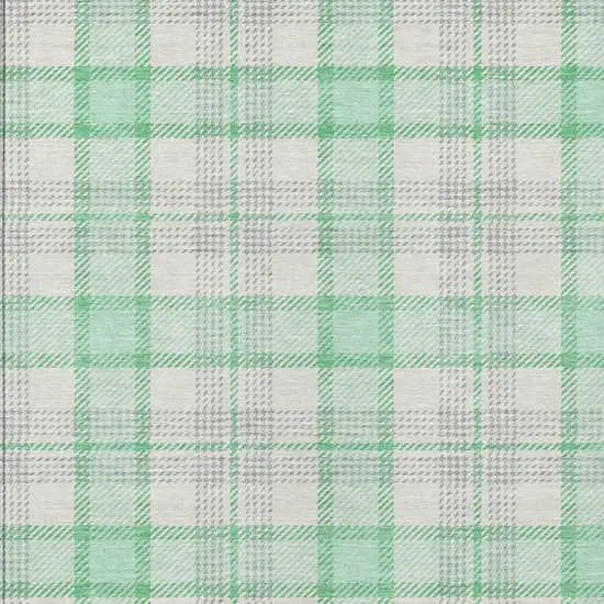 Green And Gray Plaid Washable Indoor Outdoor Area Rug Photo 4