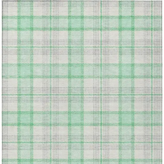 Green And Gray Plaid Washable Indoor Outdoor Area Rug Photo 5