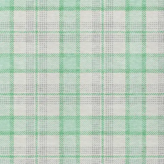 Green And Gray Plaid Washable Indoor Outdoor Area Rug Photo 4