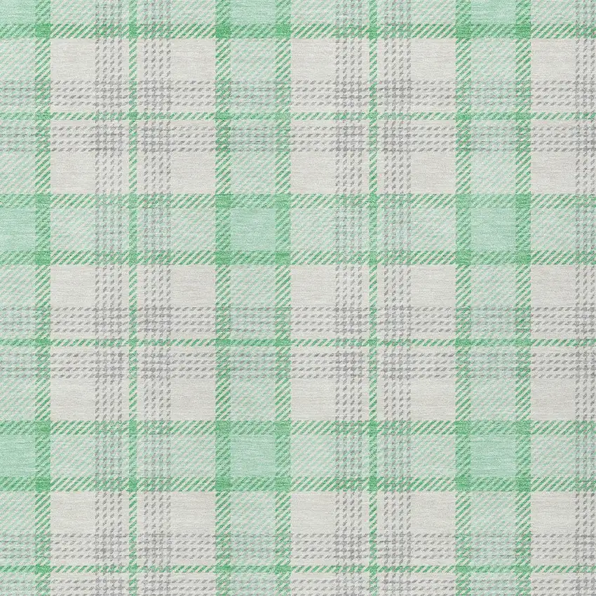Green And Gray Plaid Washable Indoor Outdoor Area Rug Photo 4