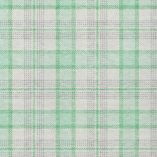 Green And Gray Plaid Washable Indoor Outdoor Area Rug Photo 4