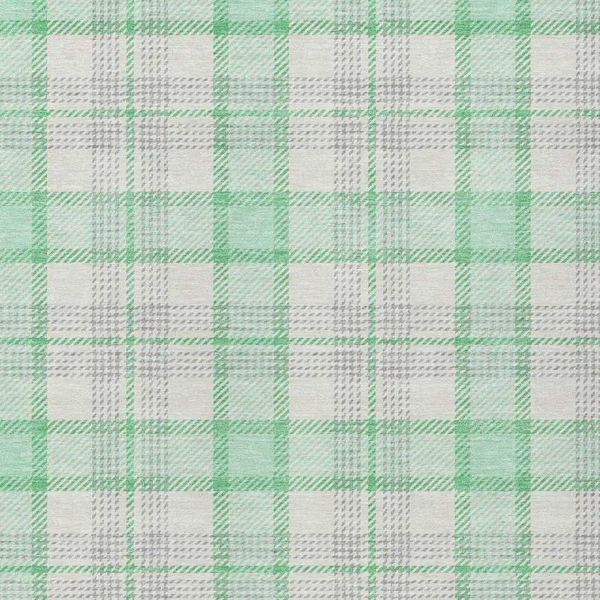 Green And Gray Plaid Washable Indoor Outdoor Area Rug Photo 4