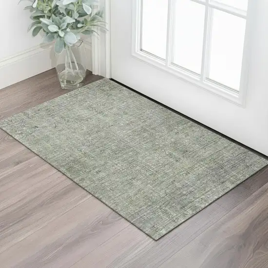 Green And Gray Southwestern Washable Area Rug With UV Protection Photo 1