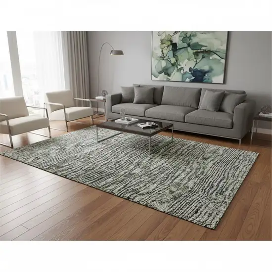 Green And Gray Southwestern Washable Area Rug With UV Protection Photo 2