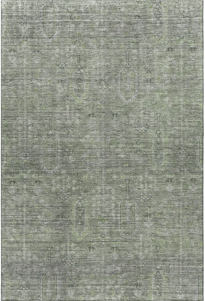 Green And Gray Southwestern Washable Area Rug With UV Protection Photo 4