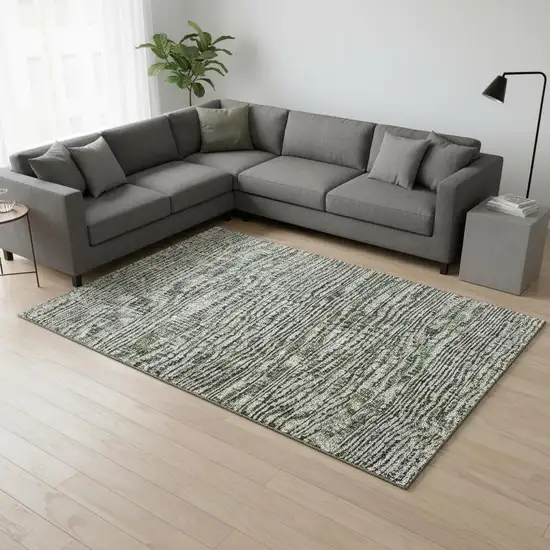 Green And Gray Southwestern Washable Area Rug With UV Protection Photo 2