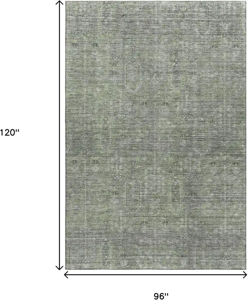 Green And Gray Southwestern Washable Area Rug With UV Protection Photo 3