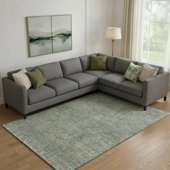 Green And Gray Southwestern Washable Area Rug With UV Protection Photo 1