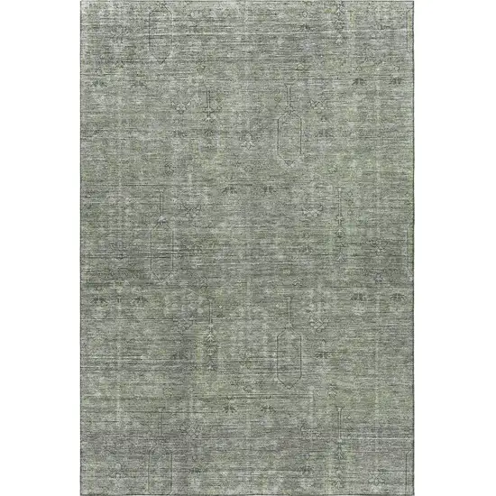 Green And Gray Southwestern Washable Area Rug With UV Protection Photo 3