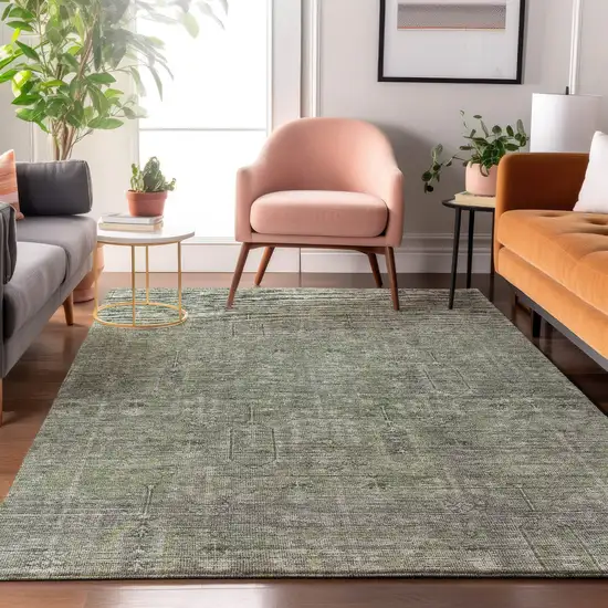 Green And Gray Southwestern Washable Area Rug With UV Protection Photo 5