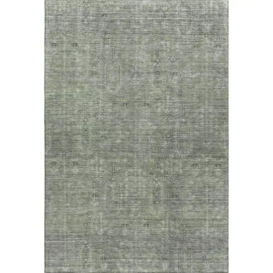 Green And Gray Southwestern Washable Area Rug With UV Protection Photo 1