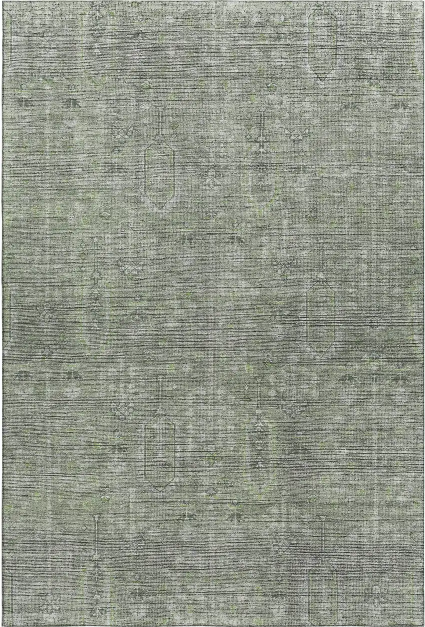 Green And Gray Southwestern Washable Area Rug With UV Protection Photo 1