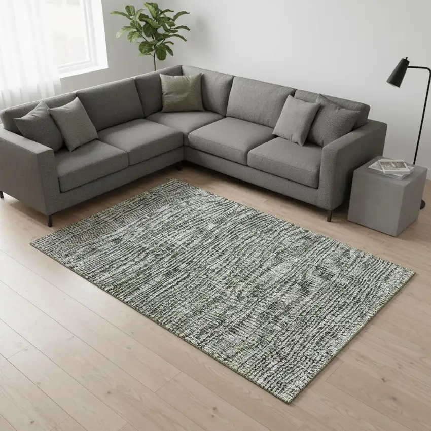 Green And Gray Southwestern Washable Area Rug With UV Protection Photo 2
