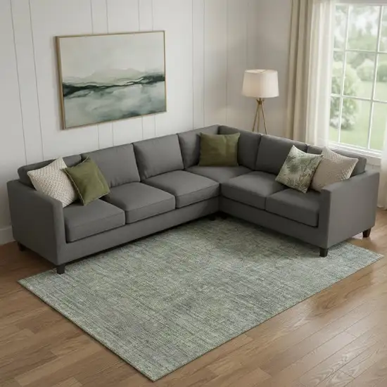 Green And Gray Southwestern Washable Area Rug With UV Protection Photo 1