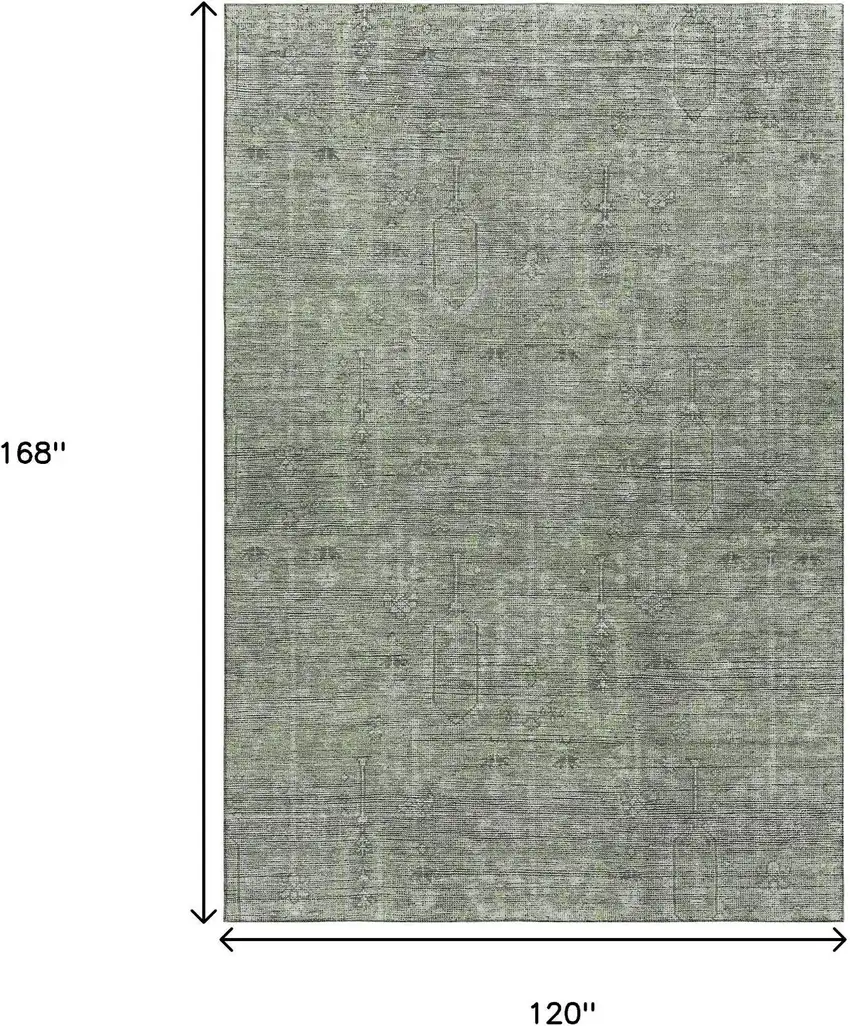 Green And Gray Southwestern Washable Area Rug With UV Protection Photo 3