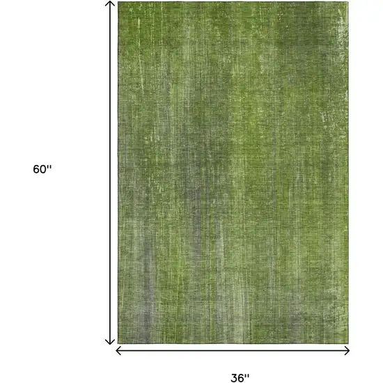 Green And Gray Striped Washable Area Rug With UV Protection Photo 7