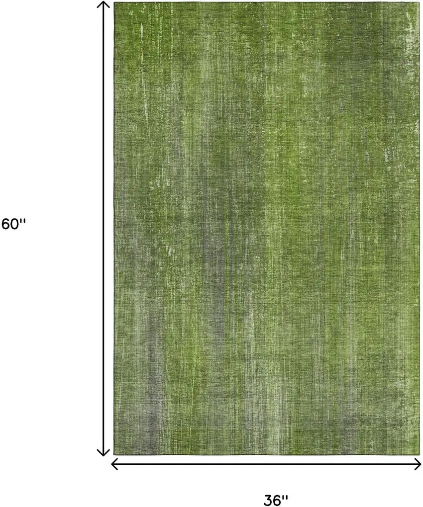 Green And Gray Striped Washable Area Rug With UV Protection Photo 7
