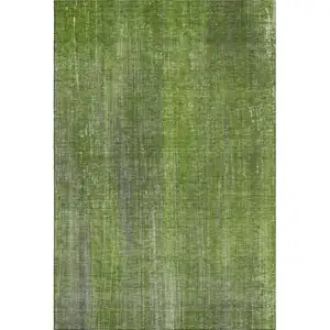 Photo of Green And Gray Striped Washable Area Rug With UV Protection