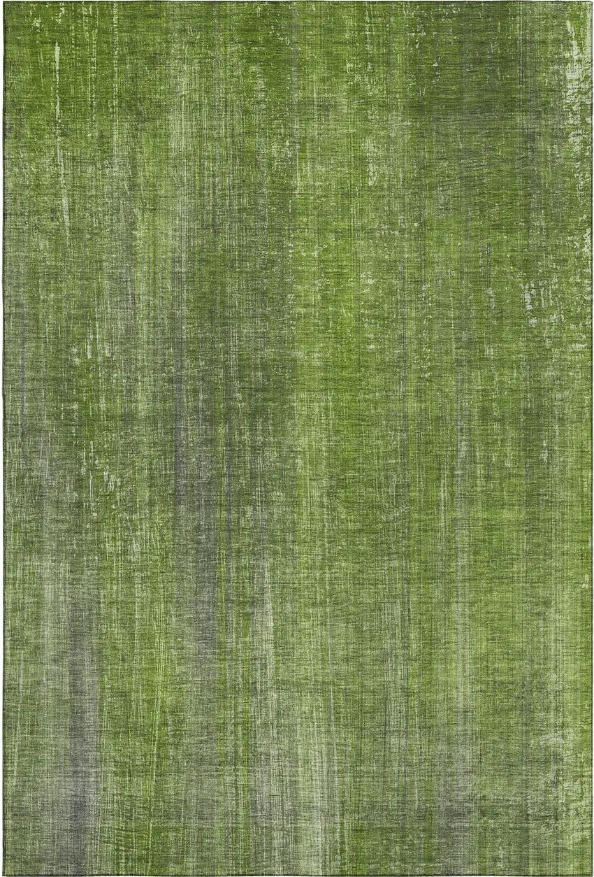 Green And Gray Striped Washable Area Rug With UV Protection Photo 1