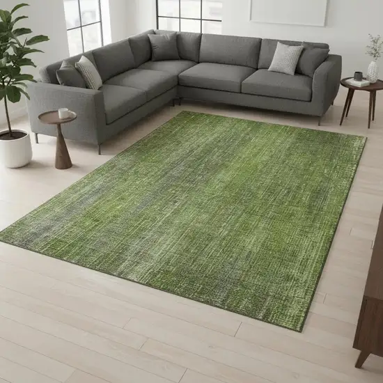 Green And Gray Striped Washable Area Rug With UV Protection Photo 2