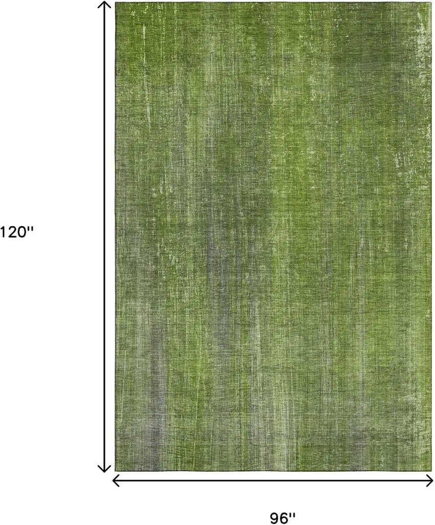 Green And Gray Striped Washable Area Rug With UV Protection Photo 6