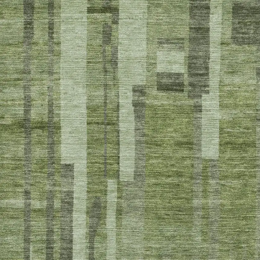 Green And Gray Striped Washable Area Rug With UV Protection Photo 2