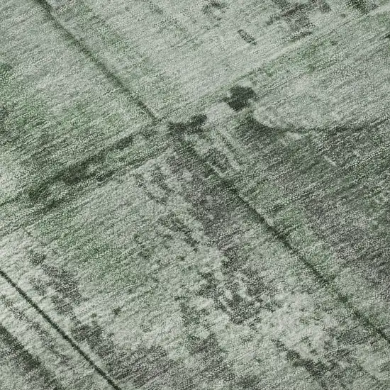 Green And Gray Striped Washable Area Rug With UV Protection Photo 9