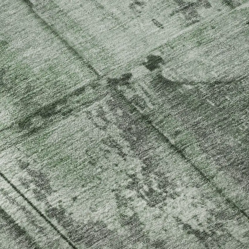 Green And Gray Striped Washable Area Rug With UV Protection Photo 9