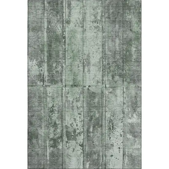 Green And Gray Striped Washable Area Rug With UV Protection Photo 1