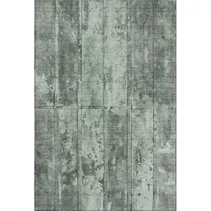 Photo of Green And Gray Striped Washable Area Rug With UV Protection