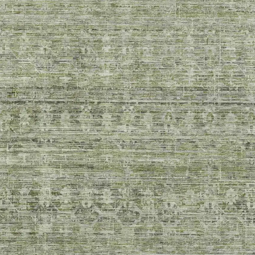 Green And Gray Striped Washable Area Rug With UV Protection Photo 2