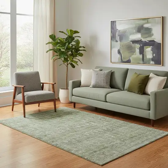 Green And Gray Striped Washable Area Rug With UV Protection Photo 2