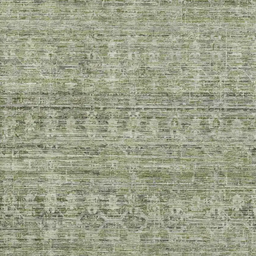 Green And Gray Striped Washable Area Rug With UV Protection Photo 3