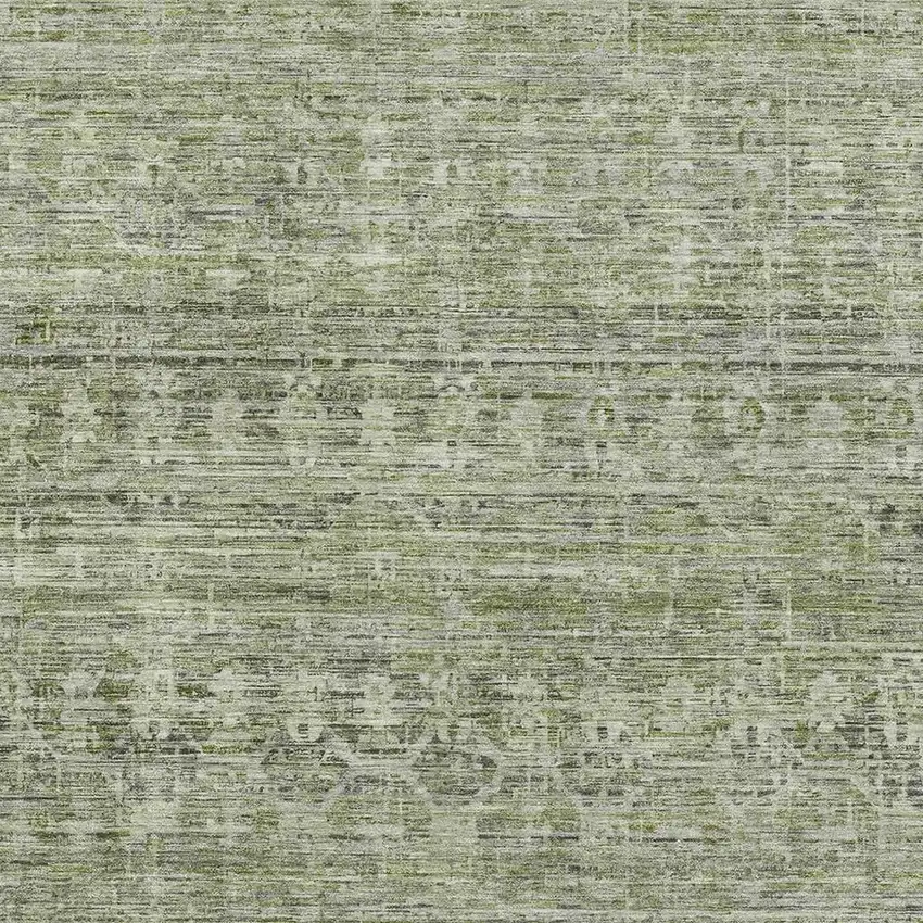 Green And Gray Striped Washable Area Rug With UV Protection Photo 2