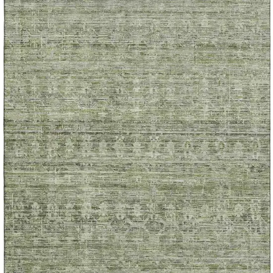 Green And Gray Striped Washable Area Rug With UV Protection Photo 3