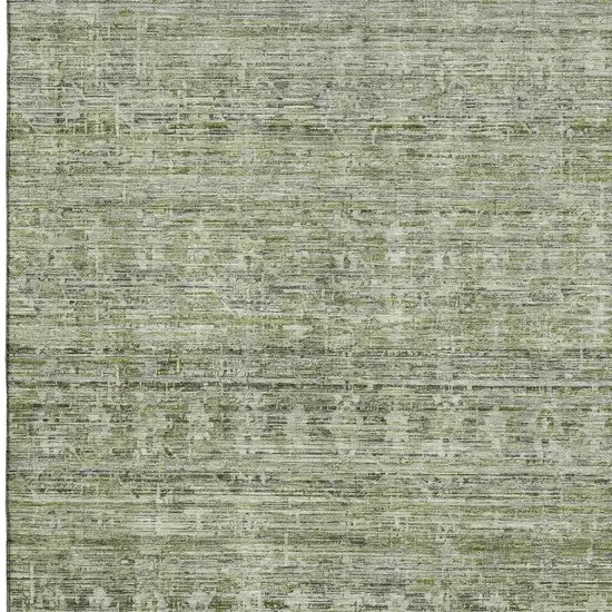 Green And Gray Striped Washable Area Rug With UV Protection Photo 2