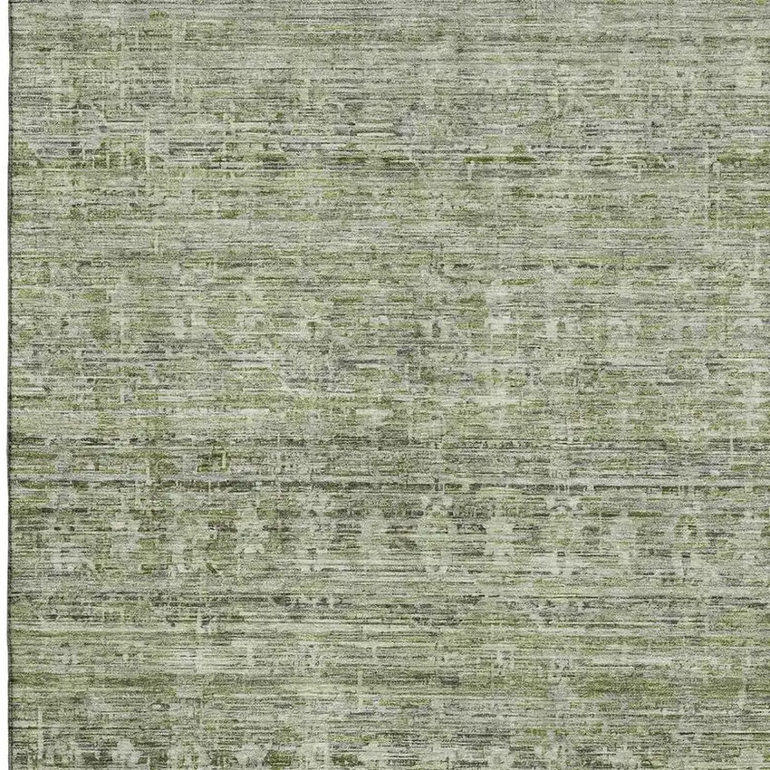 Green And Gray Striped Washable Area Rug With UV Protection Photo 2