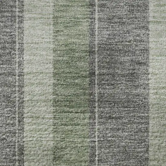 Green And Gray Striped Washable Area Rug With UV Protection Photo 8