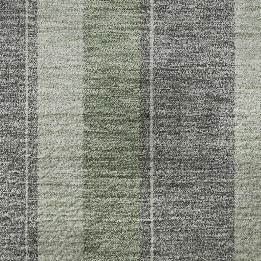 Green And Gray Striped Washable Area Rug With UV Protection Photo 8