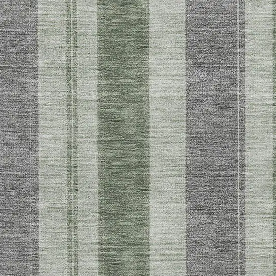 Green And Gray Striped Washable Area Rug With UV Protection Photo 3